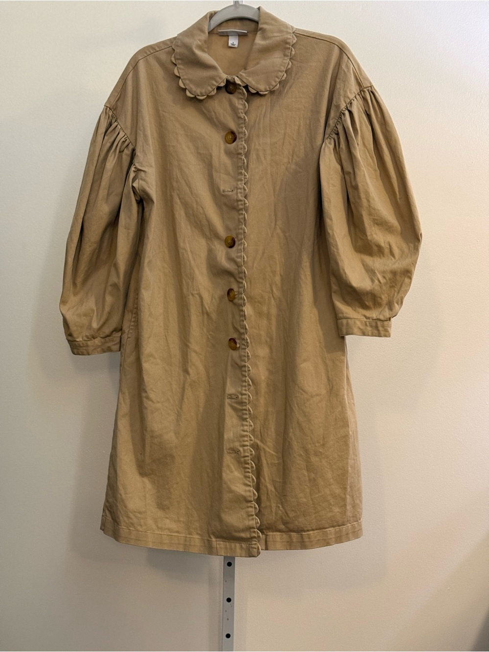 Kika Vargas Beige for Target Tan Ruffle-Collar Button-Front Coat